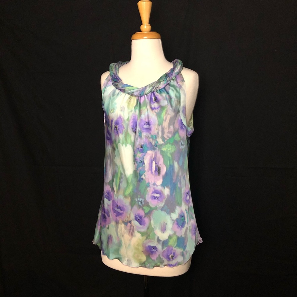 Watercolor Inspired Summer Blouse Sz L
